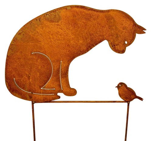 Rost gartenstecker katze und - katze,
