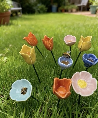 6er pack bunte keramik blumen - 6er-pack,