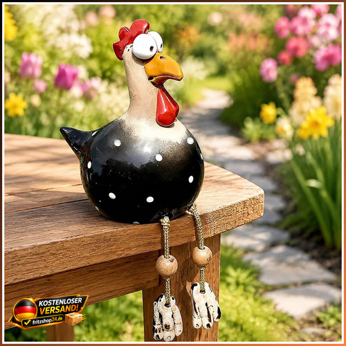 Huhn deko gartenstecker hahn - gartenstecker,