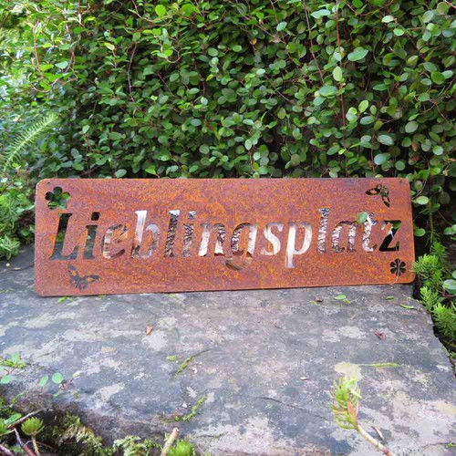 Schild lieblingsplatz edelrost - schild,